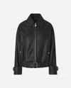 Pinko Bubble Leather Jacket With Embroidery In Black