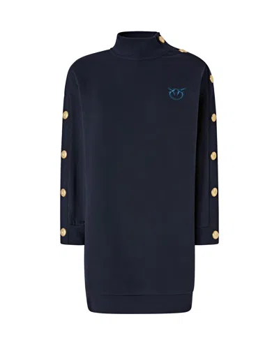 PINKO BLUE BUTTON-UP SWEATSHIRT DRESS
