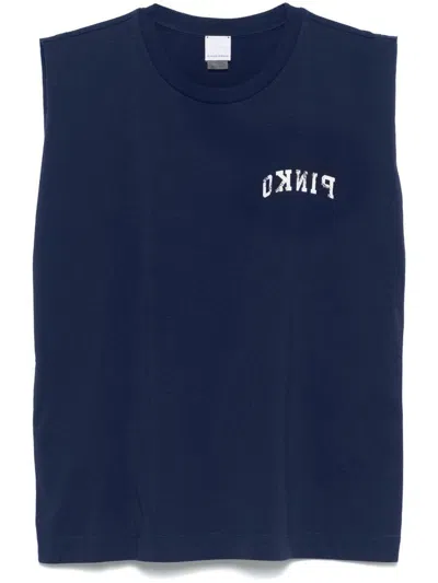 PINKO BLUE 'CACAO' SLEEVELESS T-SHIRT