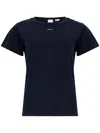 PINKO BLUE COTTON BASICO T-SHIRT WITH EMBROIDERED LOGO