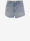 Pinko Blue Cotton Blend Denim Shorts In Blue