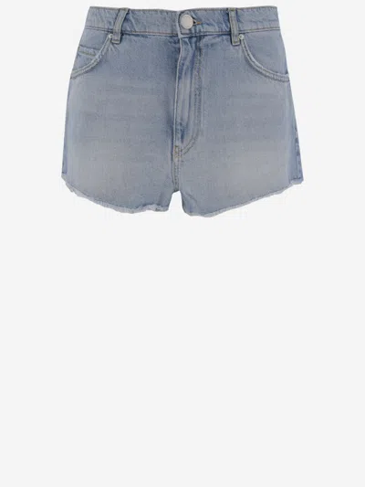 PINKO BLUE COTTON BLEND DENIM SHORTS