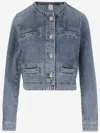 Pinko Blue Cropped Jacket With Patch Pockets On The Front In Blue