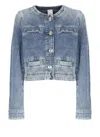 Pinko Blue Cropped Jacket With Patch Pockets On The Front In Blue