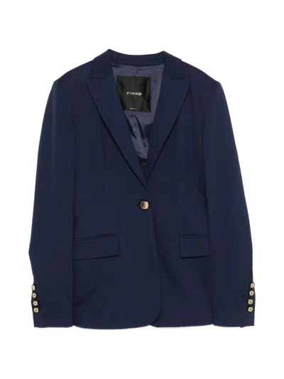 Pinko Blue Flap Pocket Single-breasted Blazer