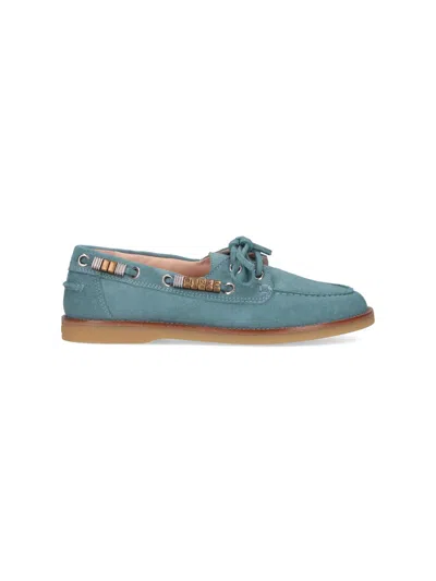Pinko Blue Grace Suede Moccasin Shoes