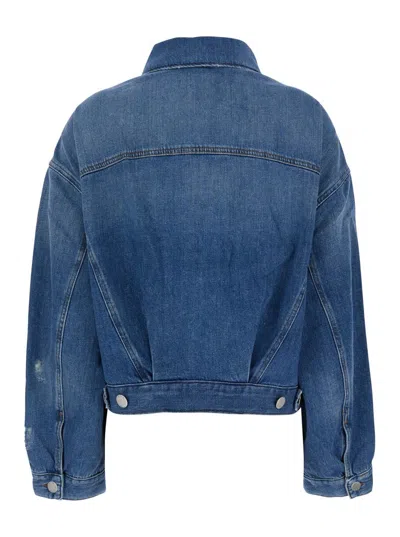 Pinko Blue Jacket With Classic Collar And Two Front Patch Pockets
