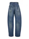 Pinko Blue Jeans With Belt Loops And Distressed Effect In Denim Woman