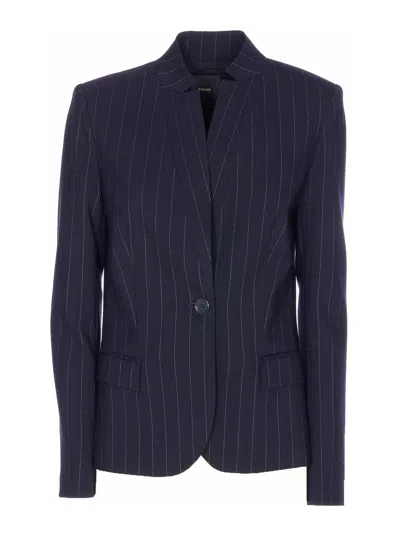 PINKO BLUE KEBAB JACKET WITH FRONTAL BUTTON CLOSURE