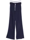 Pinko High Waist Elastic Waistband Trousers With Side Stripes In Blue