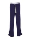 Pinko High Waist Elastic Waistband Trousers With Side Stripes In Blue
