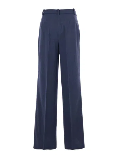 PINKO BLUE PANTS WITH BELT LOOPS IN WOOL WOMAN