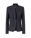 Pinko Tailored Pinstripe Blazer With Structured Shoulders In Blue