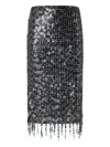 Pinko Midi Skirt With Shimmering Sequins In Gray