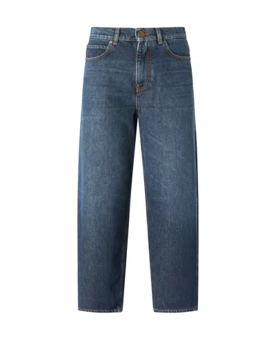Pinko Blue Relaxed High Rise Jeans In Multi