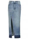 Pinko Blue Skirt With Split On The Front And Logo Patch On The Back In Blue