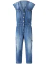 Pinko Denim Jumpsuit With Belt Loops And Pockets In Blue