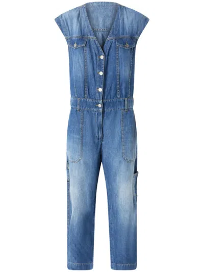 PINKO BLUE SLEEVELESS DENIM JUMPSUIT