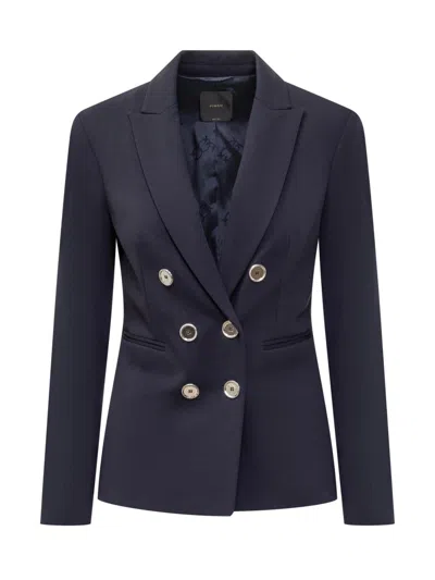 Pinko Blue Solid Notched Lapel Blazer