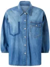 Pinko Chemise En Jean À Manches Trois-quarts In Blue