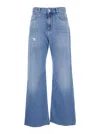 Pinko 'wanda' Blue High Waisted Jeans With Ripped Detail On The Front And Logo Patch On The Rear In Blue