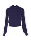 Pinko Cropped Navy Sweater With Zip Fastening In Blue