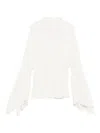 Pinko White High Neck Shirt With Flared Sleeves In White