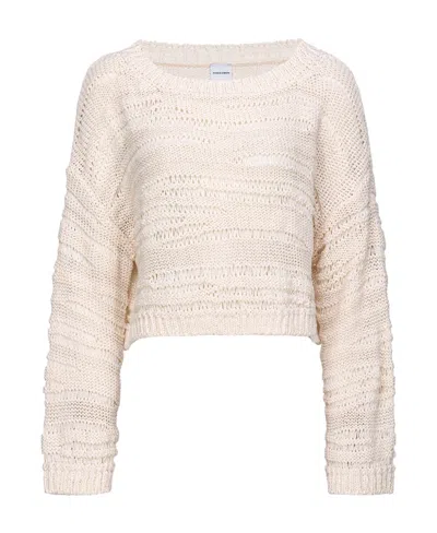 Pinko Boat-neck Open-knit Jumper In Nude