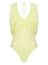 Pinko Gathered V-neck Bodysuit With Back Drawstring