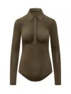 Pinko 'hardy' Brown Body With Classic Collar In Modal Blend Woman In Green