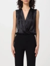 Pinko Crinkle Satin Top With Draping In Black