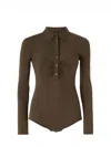 Pinko 'hardy' Brown Body With Classic Collar In Modal Blend Woman In Green