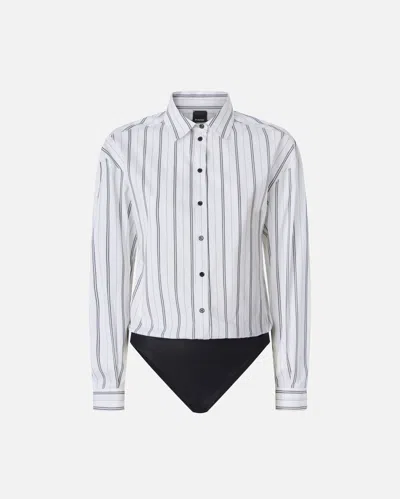 Pinko Bodysuit Shirt With Vertical Stripes In White