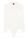 Pinko Intricate Lace Panel Bodysuit With Polo Collar In White