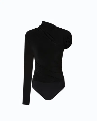 Pinko - Bodysuit With Asymmetric Sleeves - Xl In Black