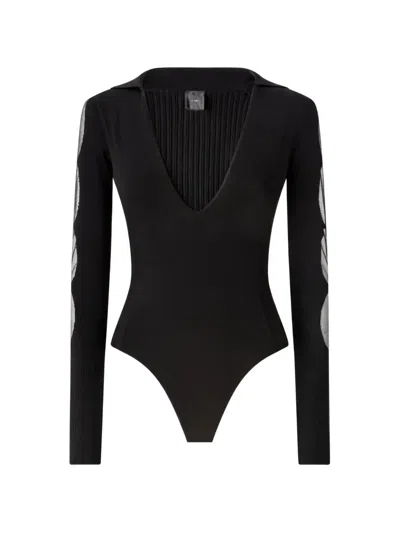 Pinko Bodysuit With Sheer Details In Black