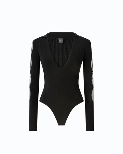 Pinko - Bodysuit With Sheer Details - L In Black