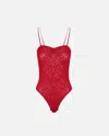 Pinko Bodysuit With Thin Lace Straps In Salsa Red