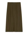 Pinko High Waist Pleated Skirt With Button Accents In Green