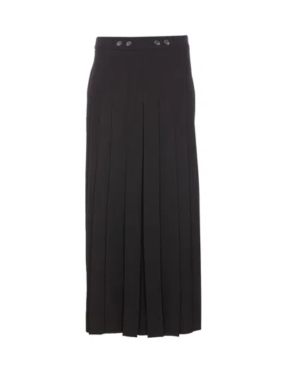 Pinko Long Skirt With Pleated Detail In Black