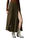 Pinko High Waist Pleated Skirt With Button Accents In Green Amazonia