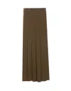 Pinko High Waist Pleated Skirt With Button Accents In Green