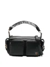 Pinko Nero E Oro Leather Shoulder Bag In Black