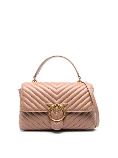Pinko Classic Lady Love Bag Puff Chevron In Beige