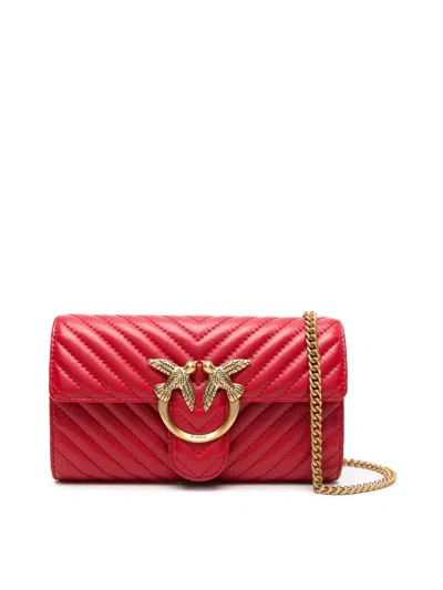 Pinko Mini Love Leather Crossbody Bag In Gold