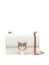 Pinko Mini Quilted Nappa Shoulder Bag With Chevron Motif In White