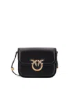 Pinko Love Box Black Crossbody Bag With Love Birds Plaque On The Front In Leather Woman