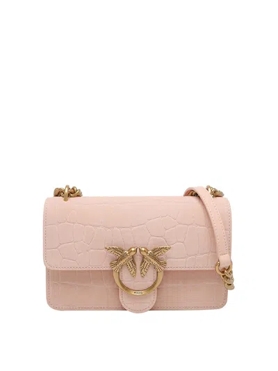 Pinko Mini Love One Crocodile Print Bag In White