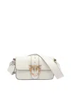 Pinko Love Leather Shoulder Bag In White