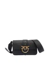 Pinko Love One Mini Slouchy Leather Shoulder Bag In Black